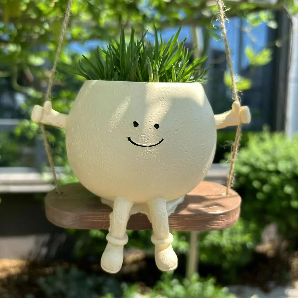 Lazy Little Character Flowerpot Succulent Planters Lying Down Resin Ornaments Home Decoration for Family and Friends Gift