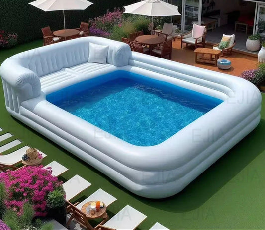 Large Inflatable Swimming Pool | Double Water-Resistant Durable Outdoor Backyard Sofa Shape Pool for Relaxation