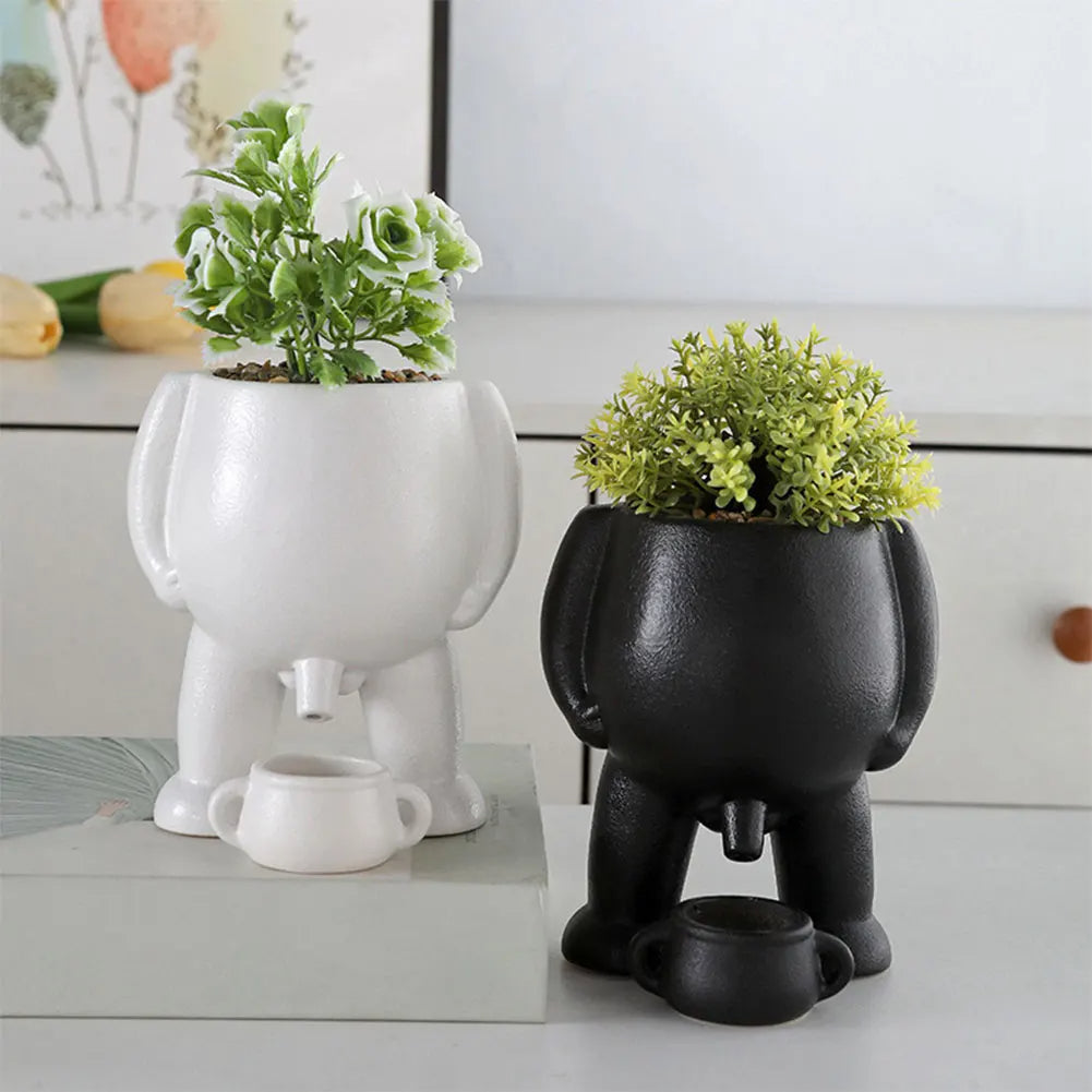 Lazy Little Character Flowerpot Succulent Planters Lying Down Resin Ornaments Home Decoration for Family and Friends Gift