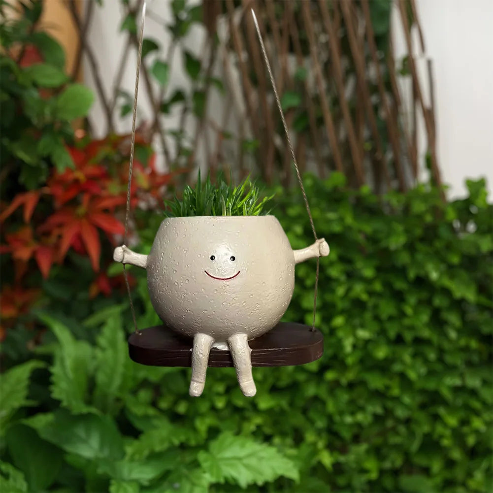 Lazy Little Character Flowerpot Succulent Planters Lying Down Resin Ornaments Home Decoration for Family and Friends Gift
