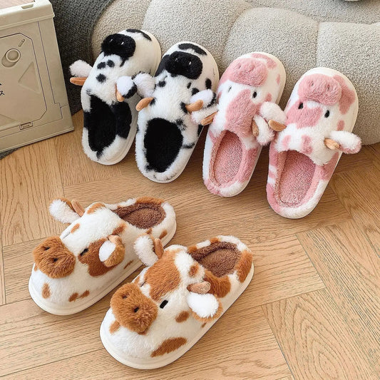 Cozy Cow Fuzzy Slippers Cute & Plush Winter House Shoes
