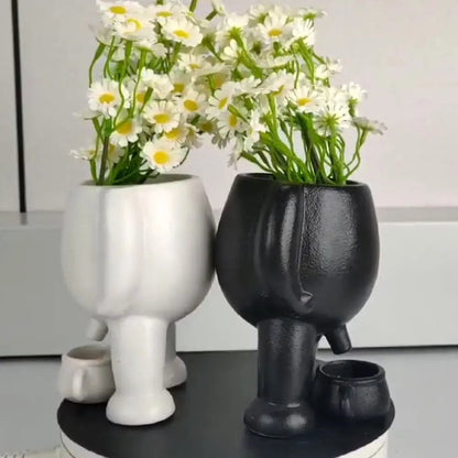 Lazy Little Character Flowerpot Succulent Planters Lying Down Resin Ornaments Home Decoration for Family and Friends Gift