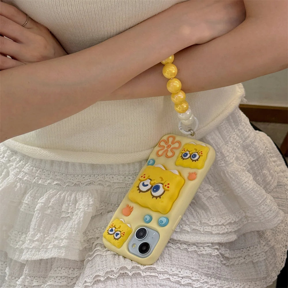 Adorable 3D SpongeBob & Patrick Silicone Phone Case for iPhone