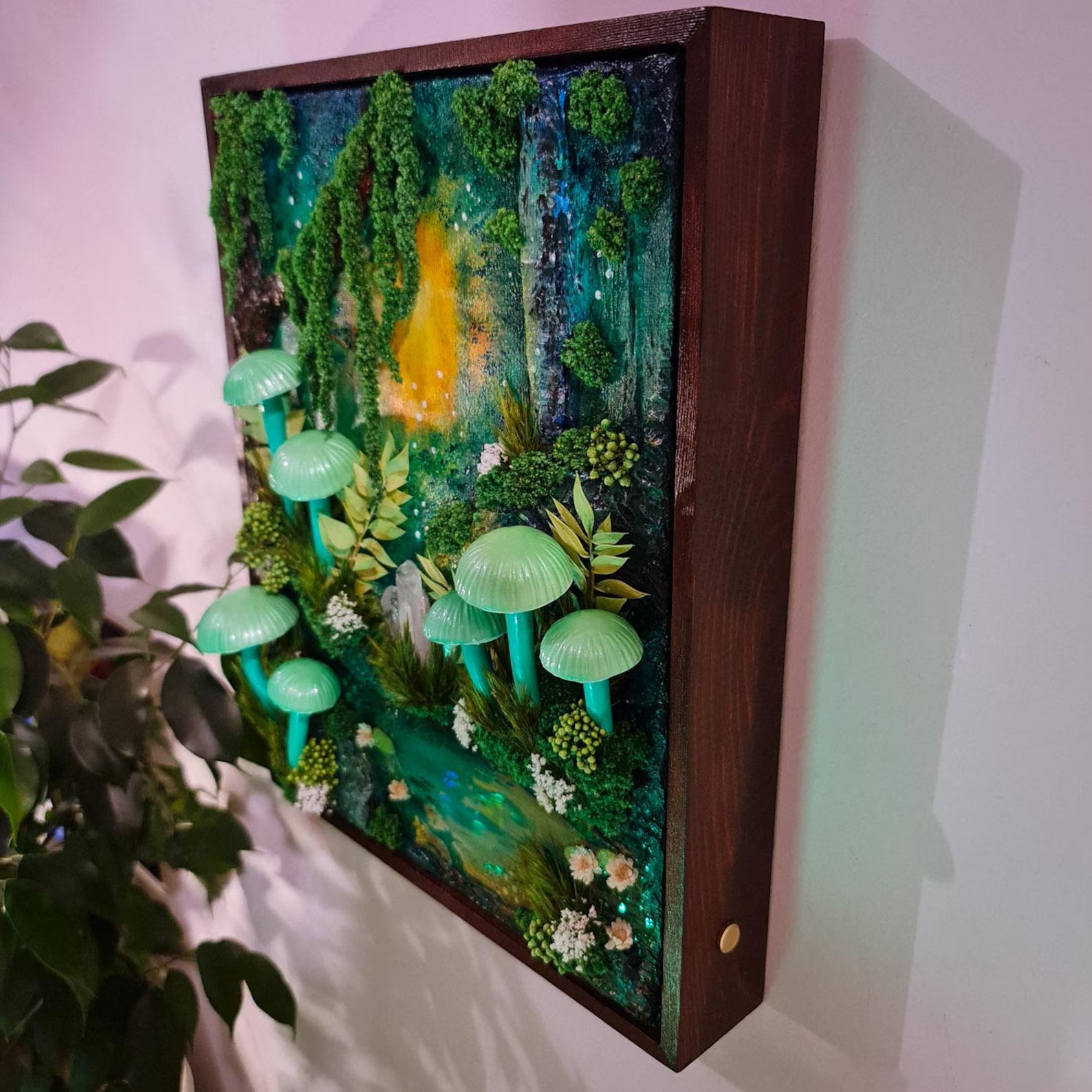 Handmade 3D LED Mushroom Wall Lamp – Glowing Fantasy Forest Night Light | Cottagecore Fairy Room Décor