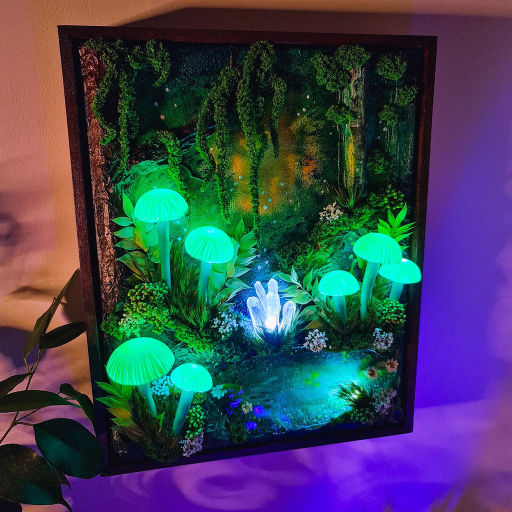 Handmade 3D LED Mushroom Wall Lamp – Glowing Fantasy Forest Night Light | Cottagecore Fairy Room Décor
