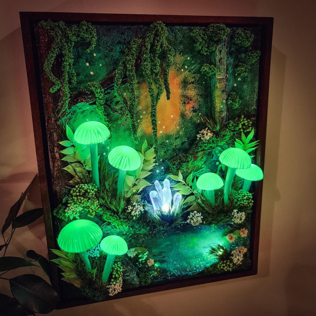 Handmade 3D LED Mushroom Wall Lamp – Glowing Fantasy Forest Night Light | Cottagecore Fairy Room Décor