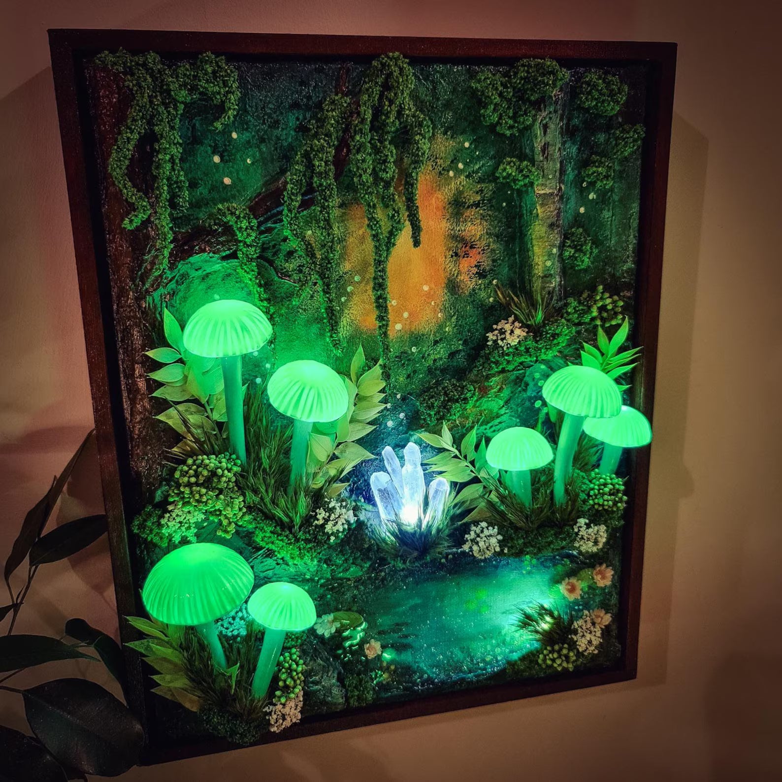 Handmade 3D LED Mushroom Wall Lamp – Glowing Fantasy Forest Night Light | Cottagecore Fairy Room Décor