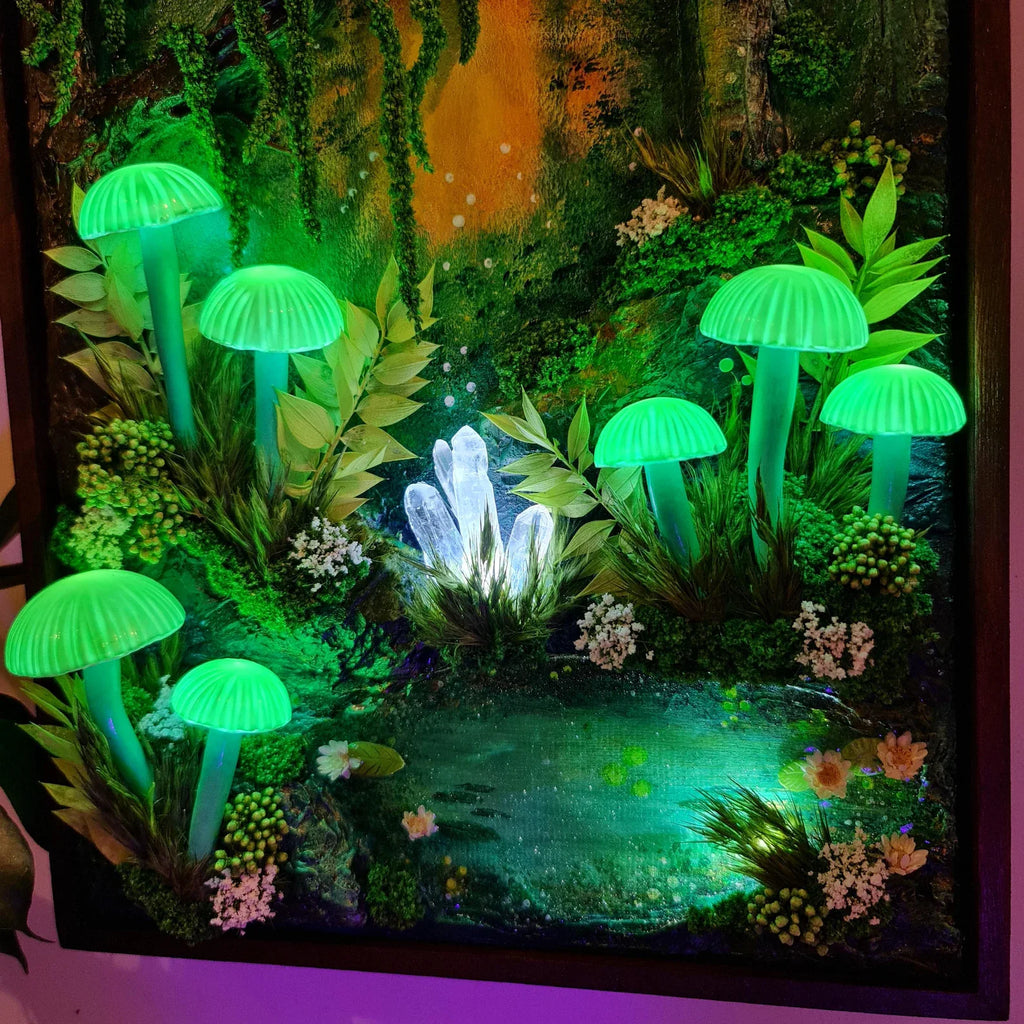 Handmade 3D LED Mushroom Wall Lamp – Glowing Fantasy Forest Night Light | Cottagecore Fairy Room Décor