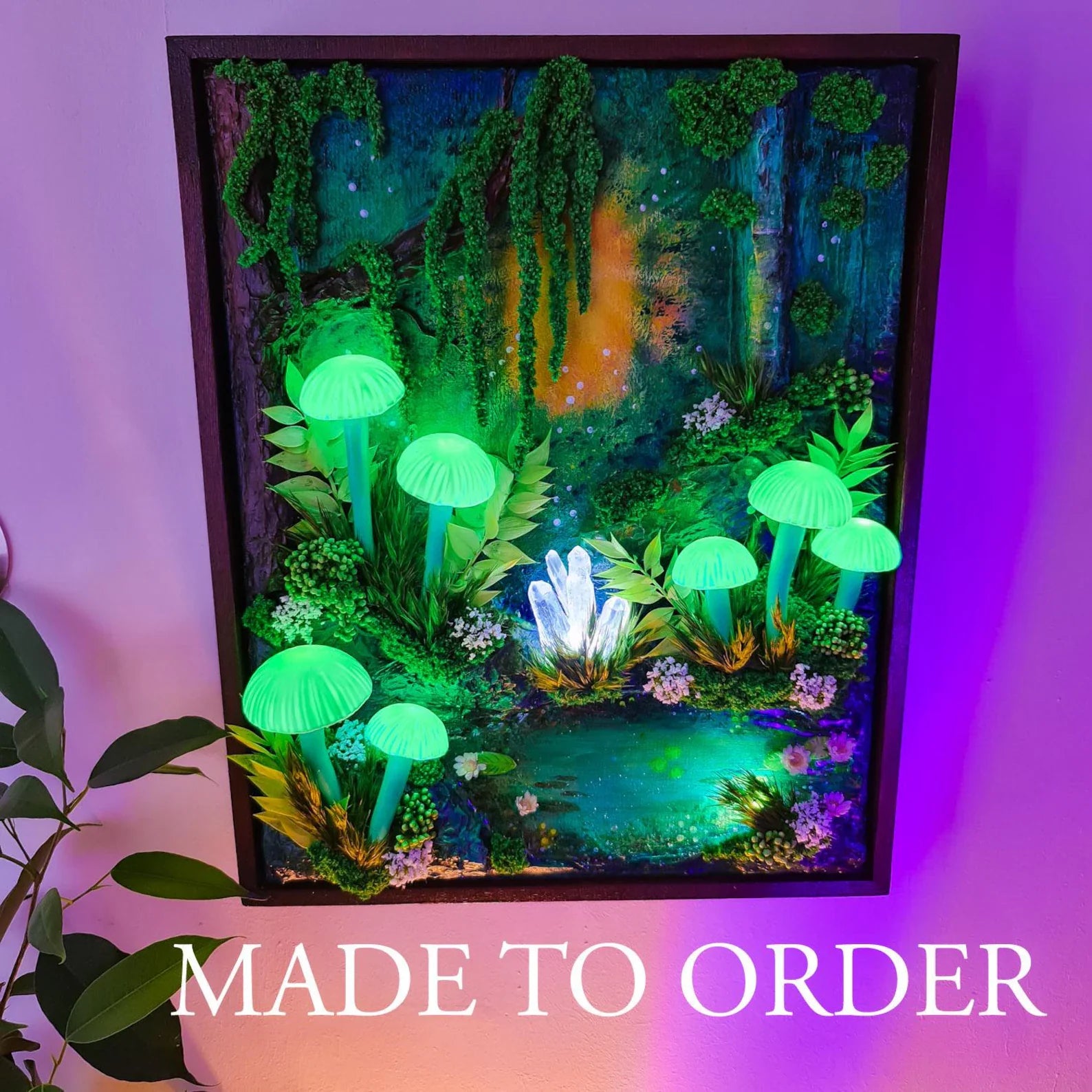 Handmade 3D LED Mushroom Wall Lamp – Glowing Fantasy Forest Night Light | Cottagecore Fairy Room Décor