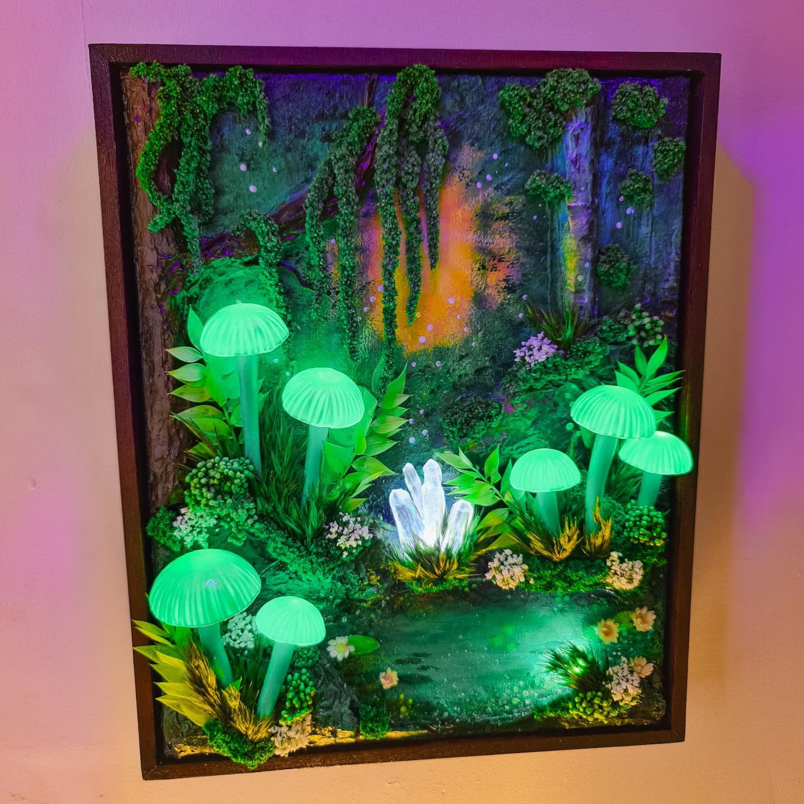 Handmade 3D LED Mushroom Wall Lamp – Glowing Fantasy Forest Night Light | Cottagecore Fairy Room Décor