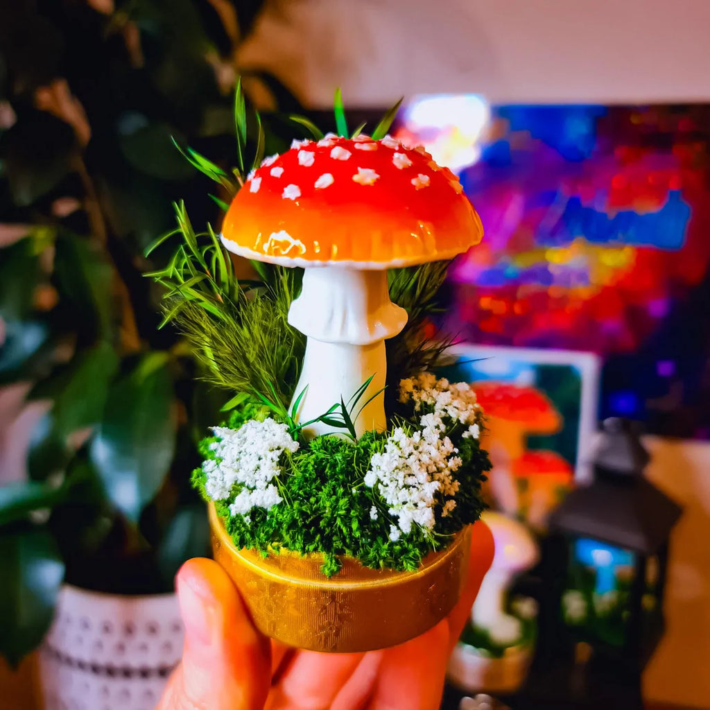 Fairy Forest Mushroom Night Light – Hand‑Crafted Glowing Amanita & Crystal Sculpture