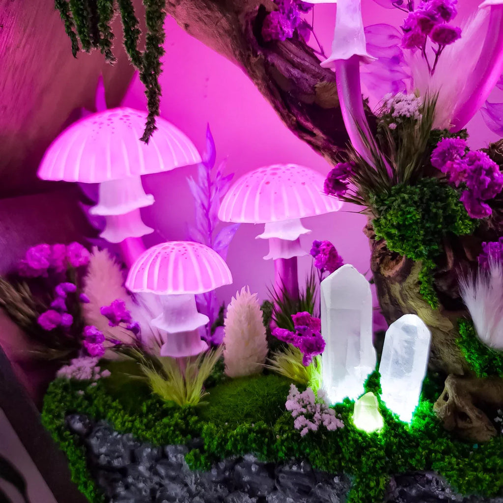 Handmade Pink Amanita Mushroom Wall Lamp – Glowing LED Fantasy Night Light | Cottagecore Fairy Forest Décor