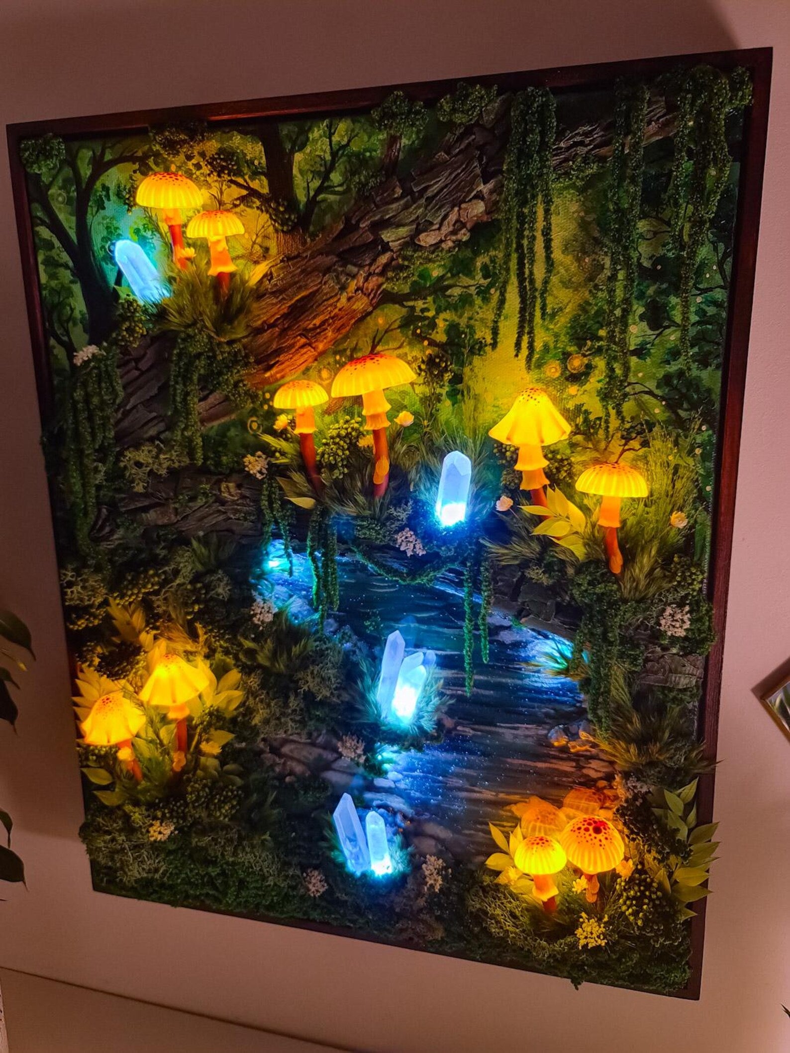 Made-to-Order 3D LED Mushroom Wall Lamp – Wireless USB Rechargeable Fantasy Forest Art & Bedroom Decor