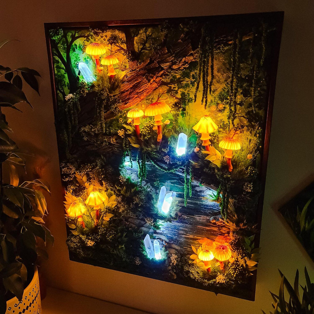 Made-to-Order 3D LED Mushroom Wall Lamp – Wireless USB Rechargeable Fantasy Forest Art & Bedroom Decor