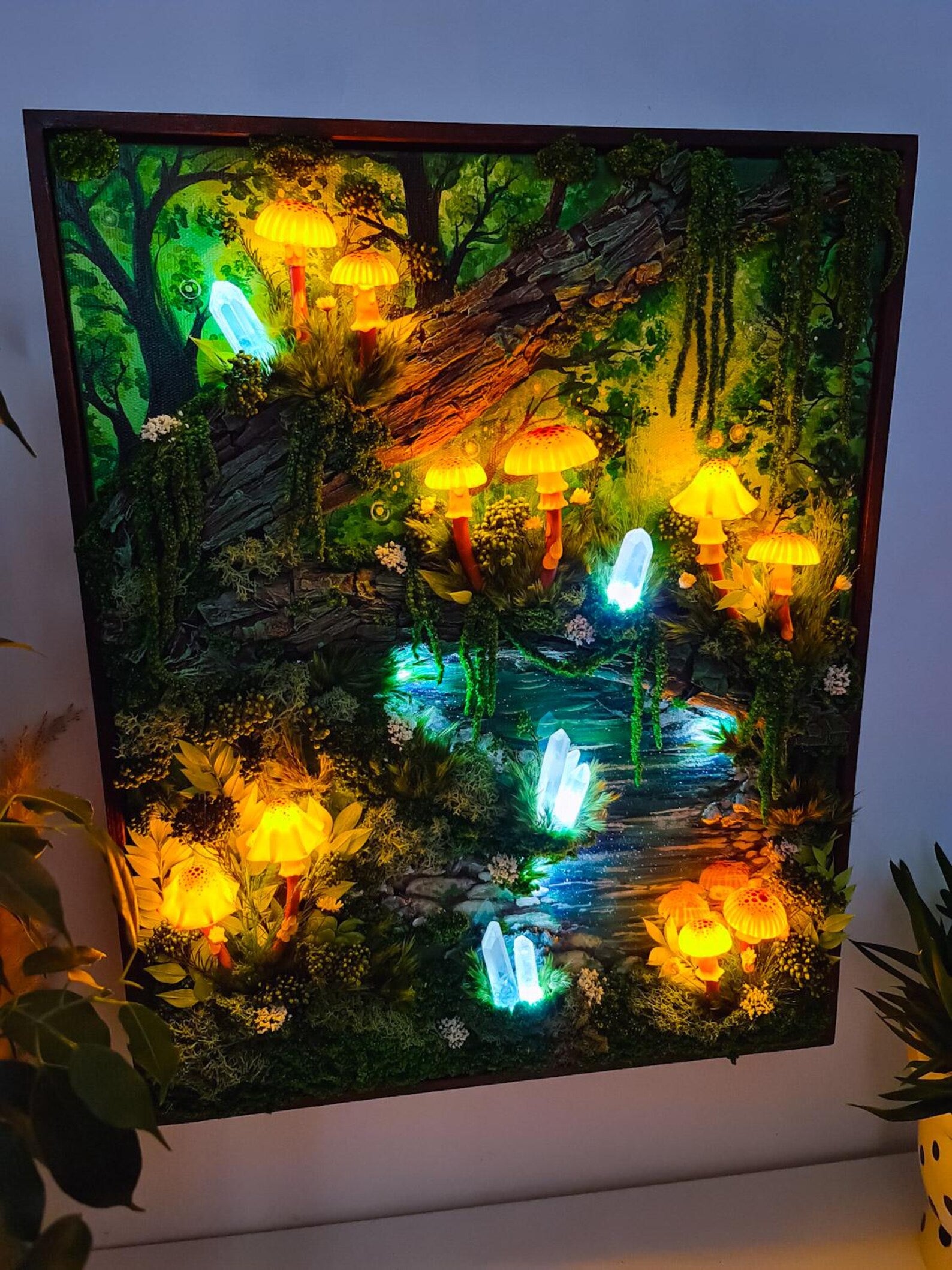 Made-to-Order 3D LED Mushroom Wall Lamp – Wireless USB Rechargeable Fantasy Forest Art & Bedroom Decor