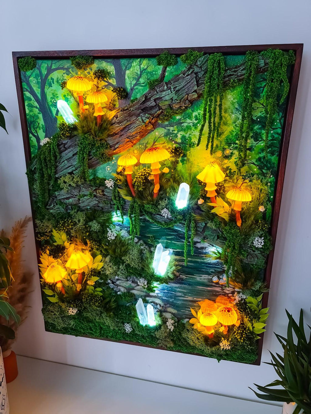 Made-to-Order 3D LED Mushroom Wall Lamp – Wireless USB Rechargeable Fantasy Forest Art & Bedroom Decor