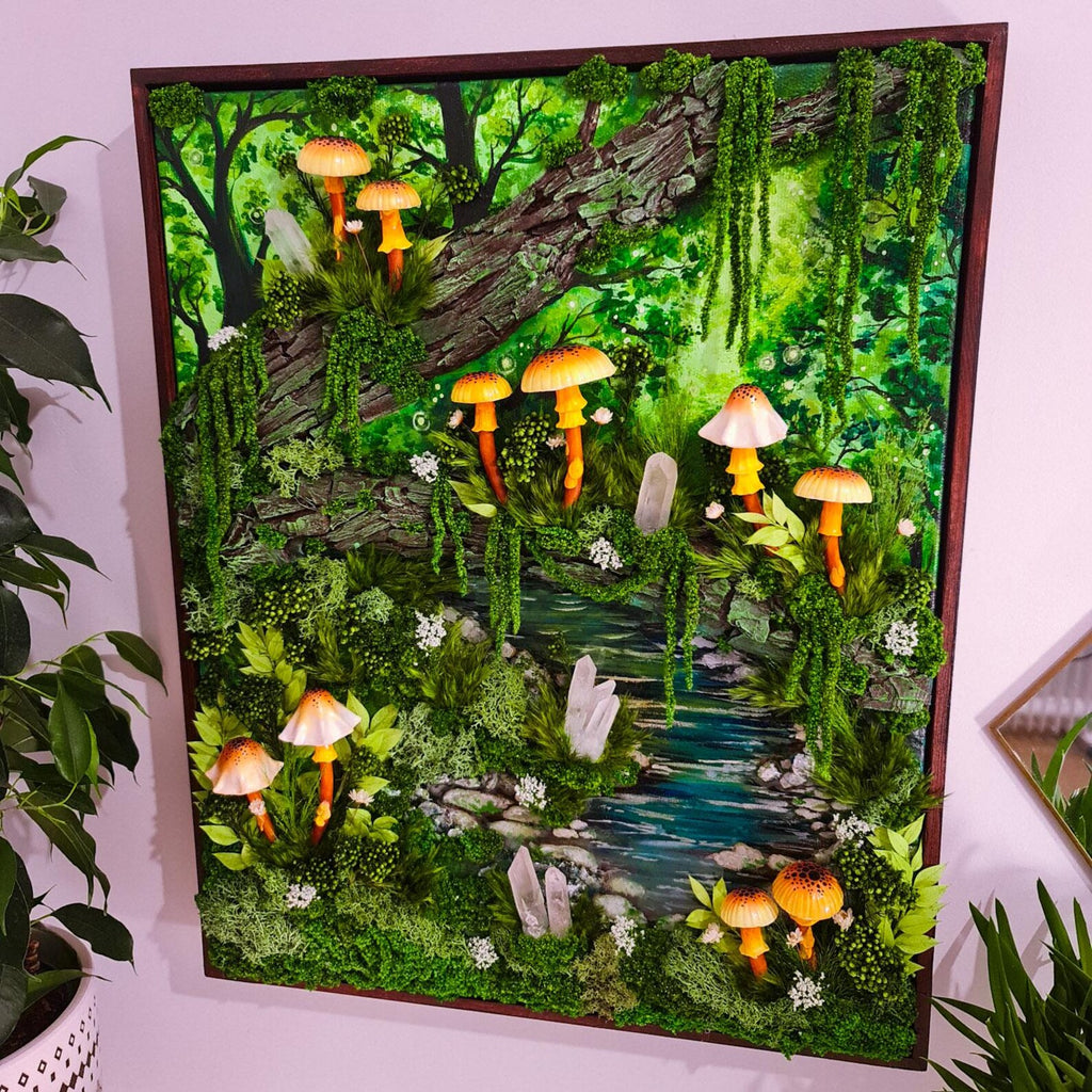 Made-to-Order 3D LED Mushroom Wall Lamp – Wireless USB Rechargeable Fantasy Forest Art & Bedroom Decor