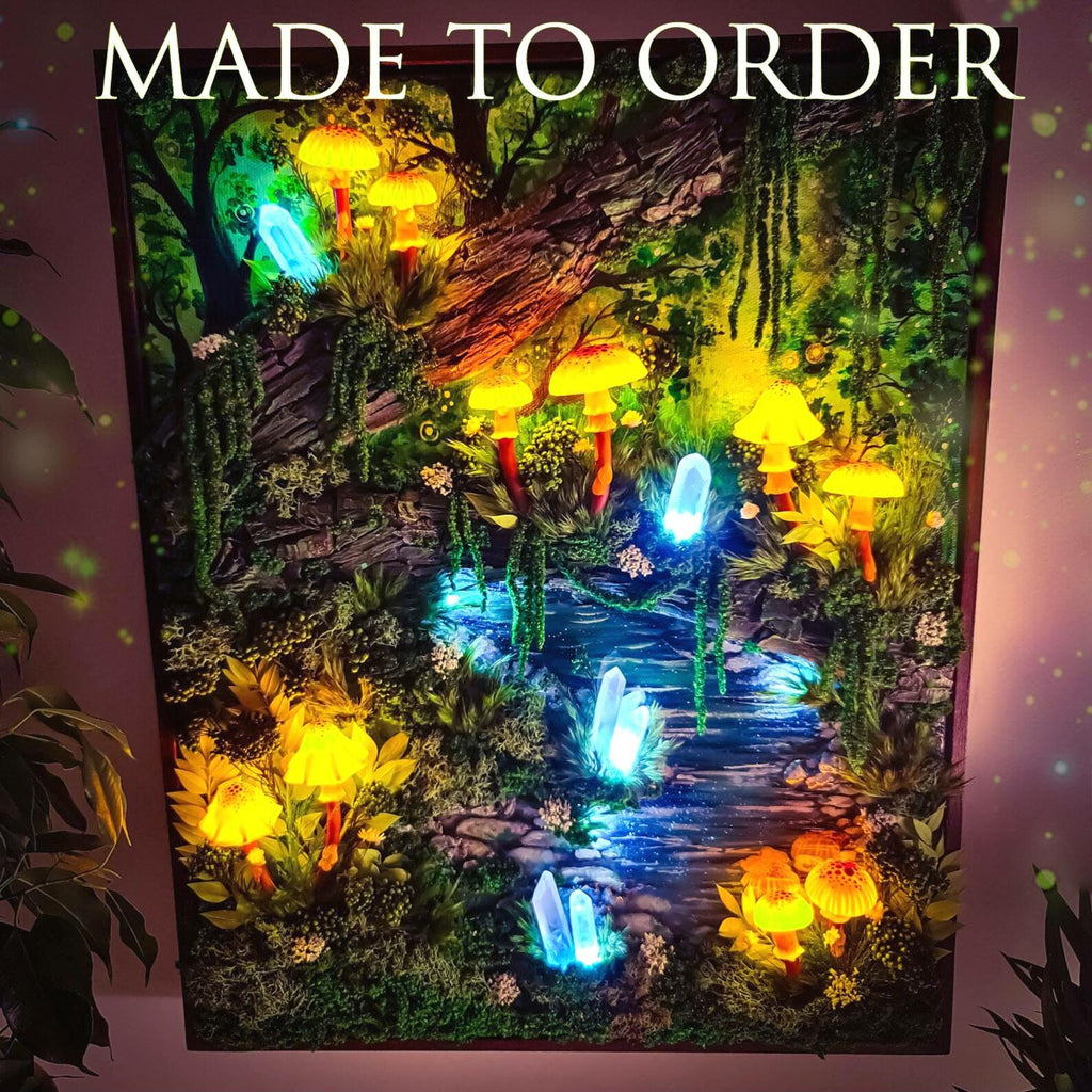 Made-to-Order 3D LED Mushroom Wall Lamp – Wireless USB Rechargeable Fantasy Forest Art & Bedroom Decor