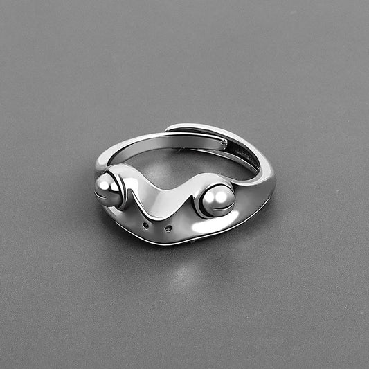 Adjustable Silver Frog Ring – Retro Punk Open Design Jewelry Gift for Women & Men